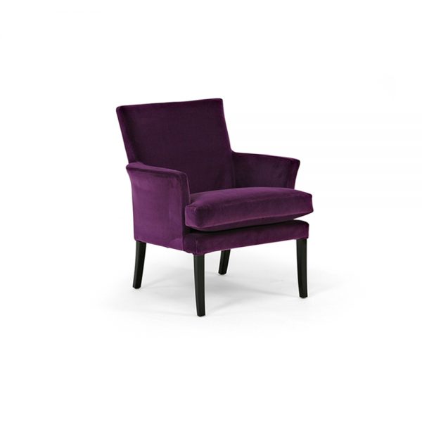Celina armchair in purple fabric. By Norell Furniture in Sweden.